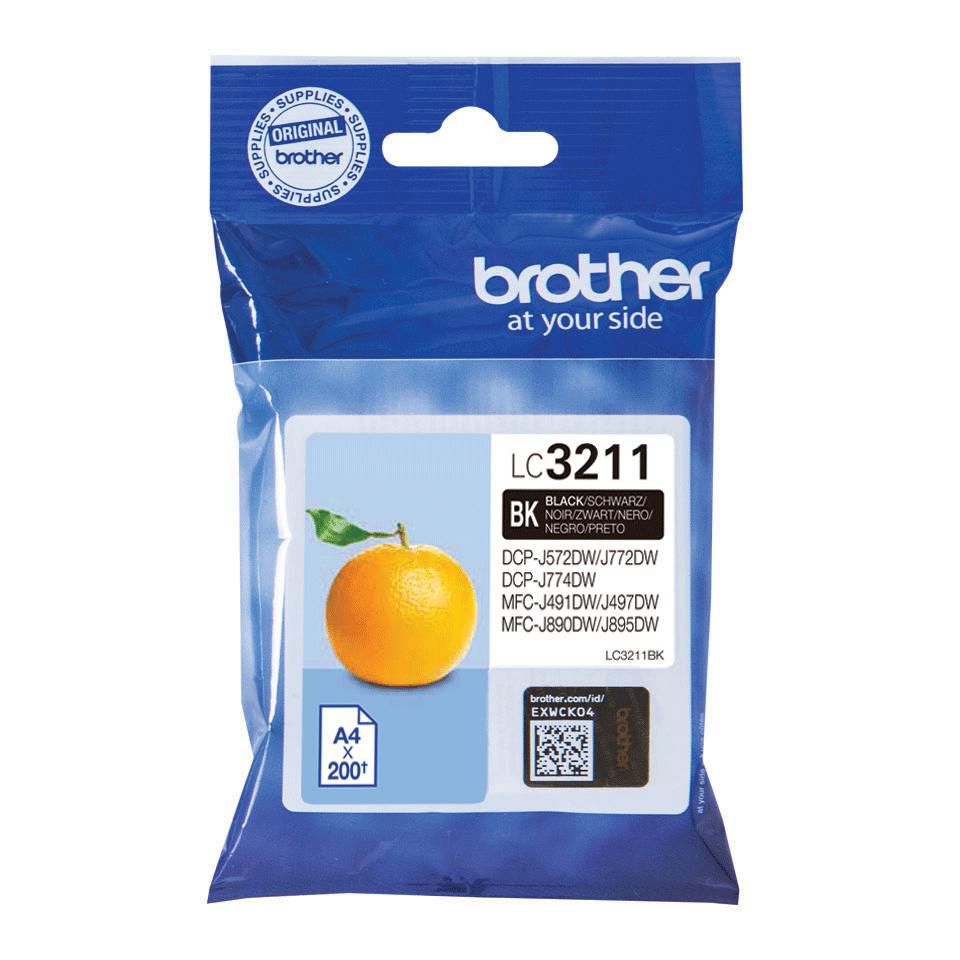Brother LC-3211 Schwarz Tintenpatrone (Original) – 200 Seiten – für DCP-J772DW/J774DW, MFC-J890DW/MFC-J895DW