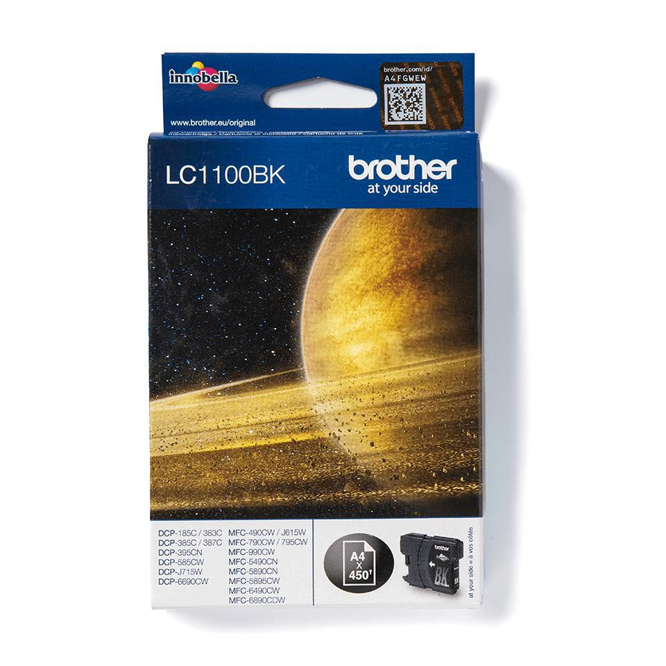 Brother LC-1100BK Schwarz Tintenpatrone (Original) – 450 Seiten – für DCP-385C/395CN/585CW, MFC-490CW/790CW