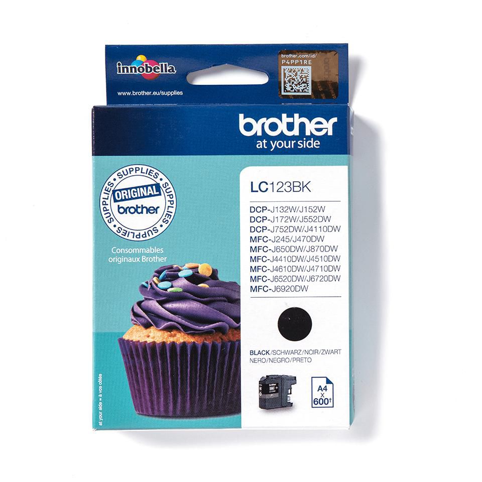 Brother LC-123BK Schwarz Tintenpatrone (Original) – 600 Seiten – für MFC-J870DW/6920DW, DCP-J132W