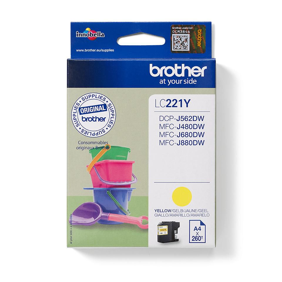 Brother LC-221Y Gelb Tintenpatrone (Original) – 260 Seiten – für DCP-J562DW, MFC-J480DW/J680DW/J880DW