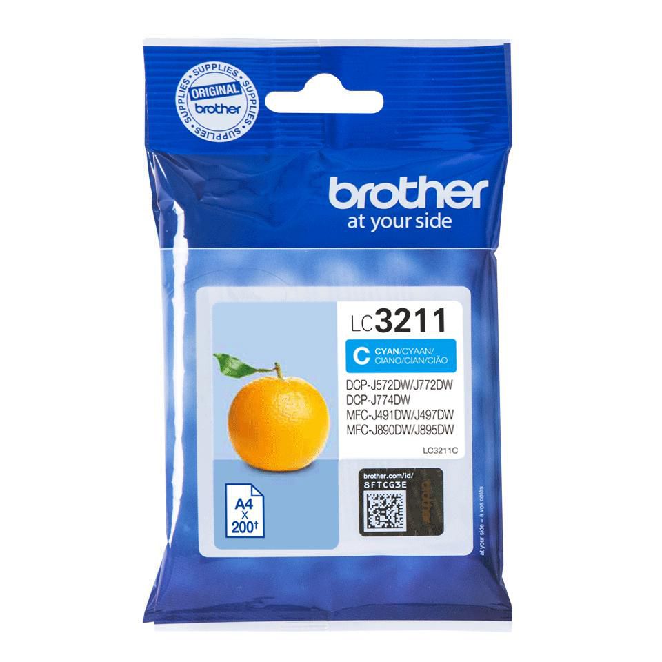 Brother LC-3211 Cyan Tintenpatrone (Original) – 200 Seiten – für DCP-J772DW/DCP-J774DW/MFC-J890DW …