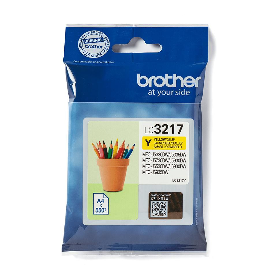 Brother LC-3217Y Gelbe Tintenpatrone (Original) – 550 Seiten – für MFC-J5330DW/J5335DW …