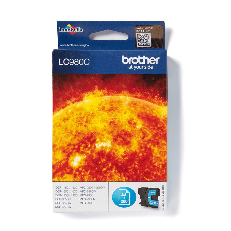 Brother LC-980C Cyan Tintenpatrone (Original) – für MFC-250C/255CW/290C/295CN, DCP-145C/165C/195C/375CW/365CN