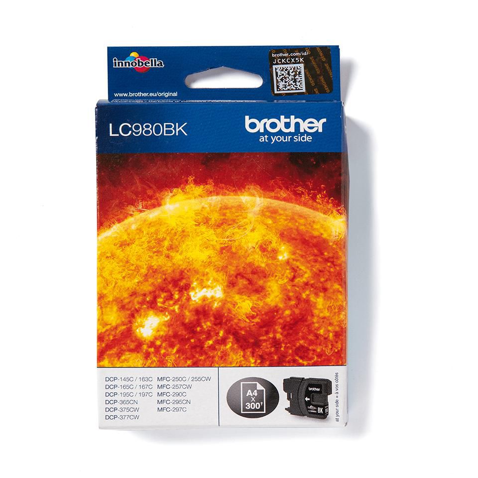 Brother LC-980BK Schwarz Tintenpatrone (Original) – 300 Seiten – für MFC-250C, DCP-145C, MFC-255CW …