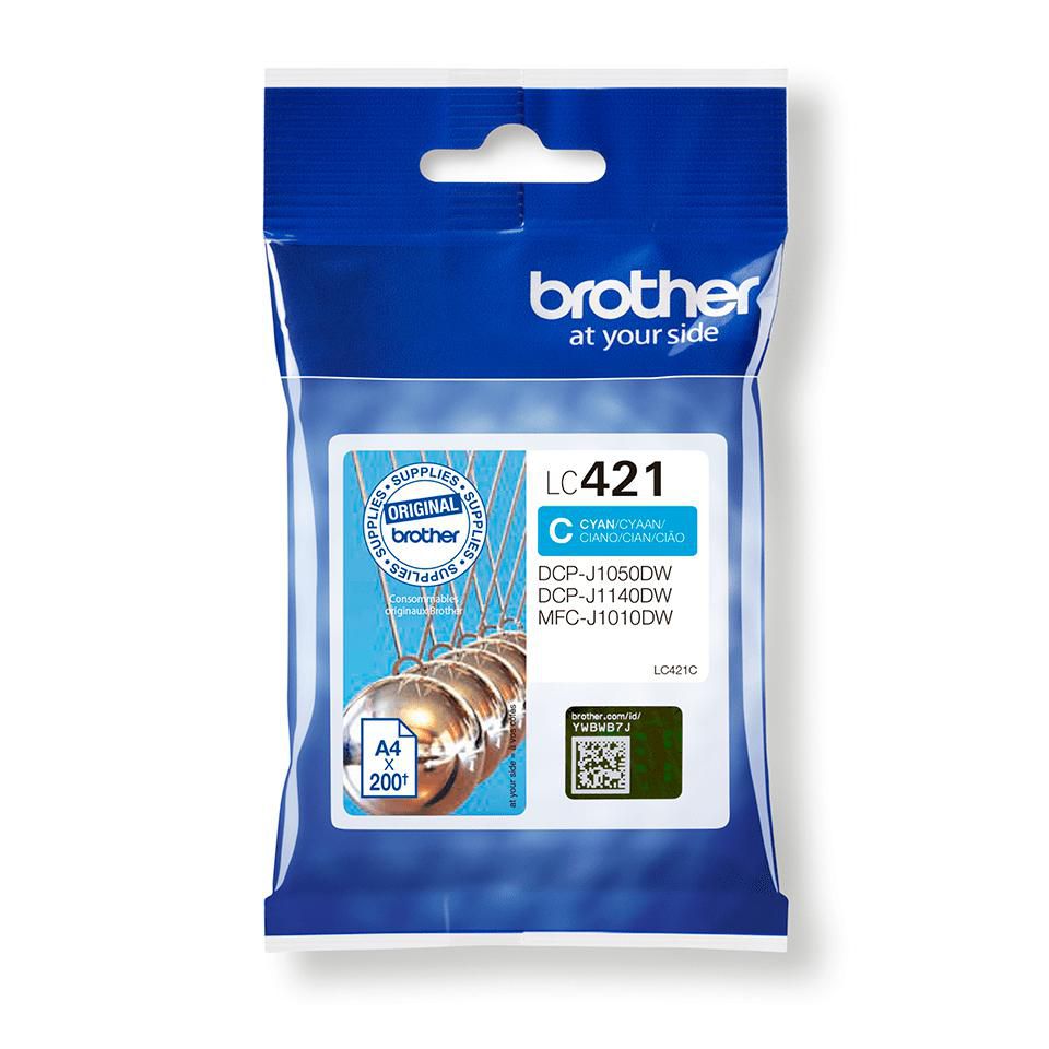 Brother LC-421C Cyan Tintenpatrone (Original) – 200 Seiten – für MFC-J1010DW, DCP-J1050DW