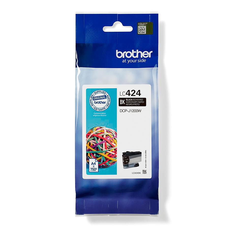 Brother LC-424BK Schwarz Tintenpatrone (Original) – 750 Seiten – für DCP-J1200W