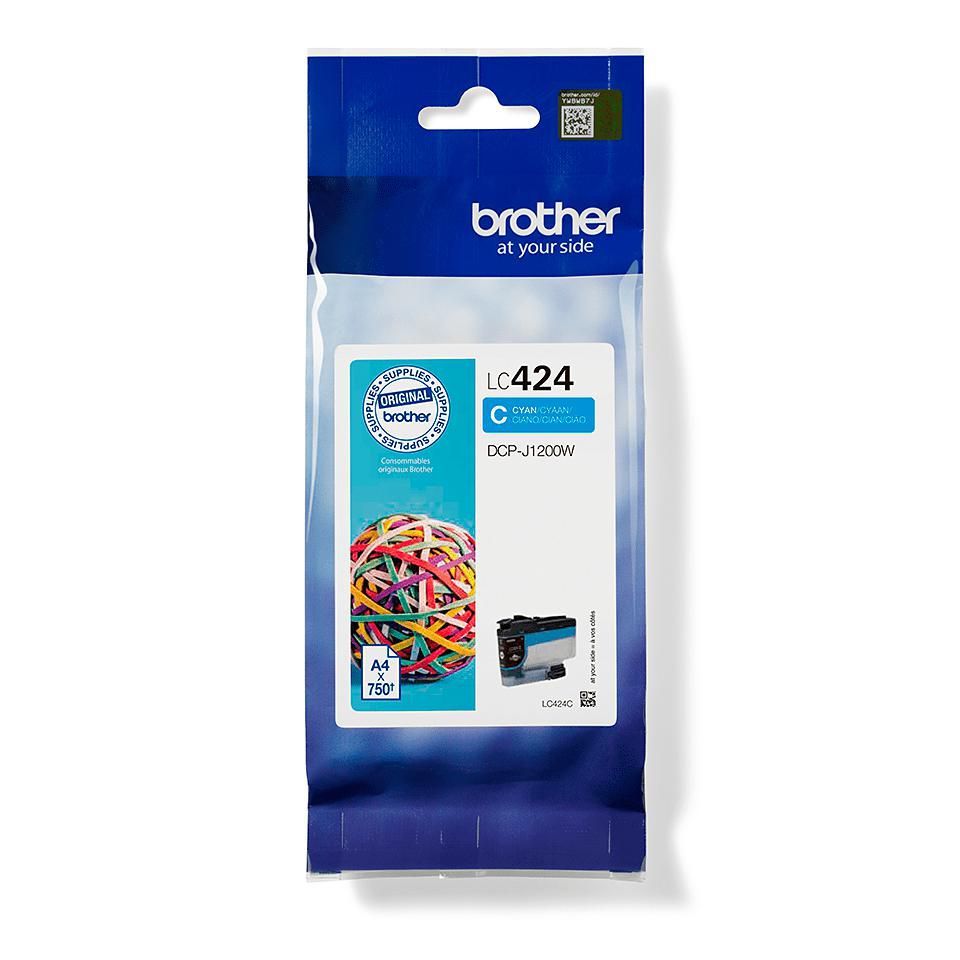 Brother LC-424C Cyan Tintenpatrone (Original) – 750 Seiten – für DCP-J1200W