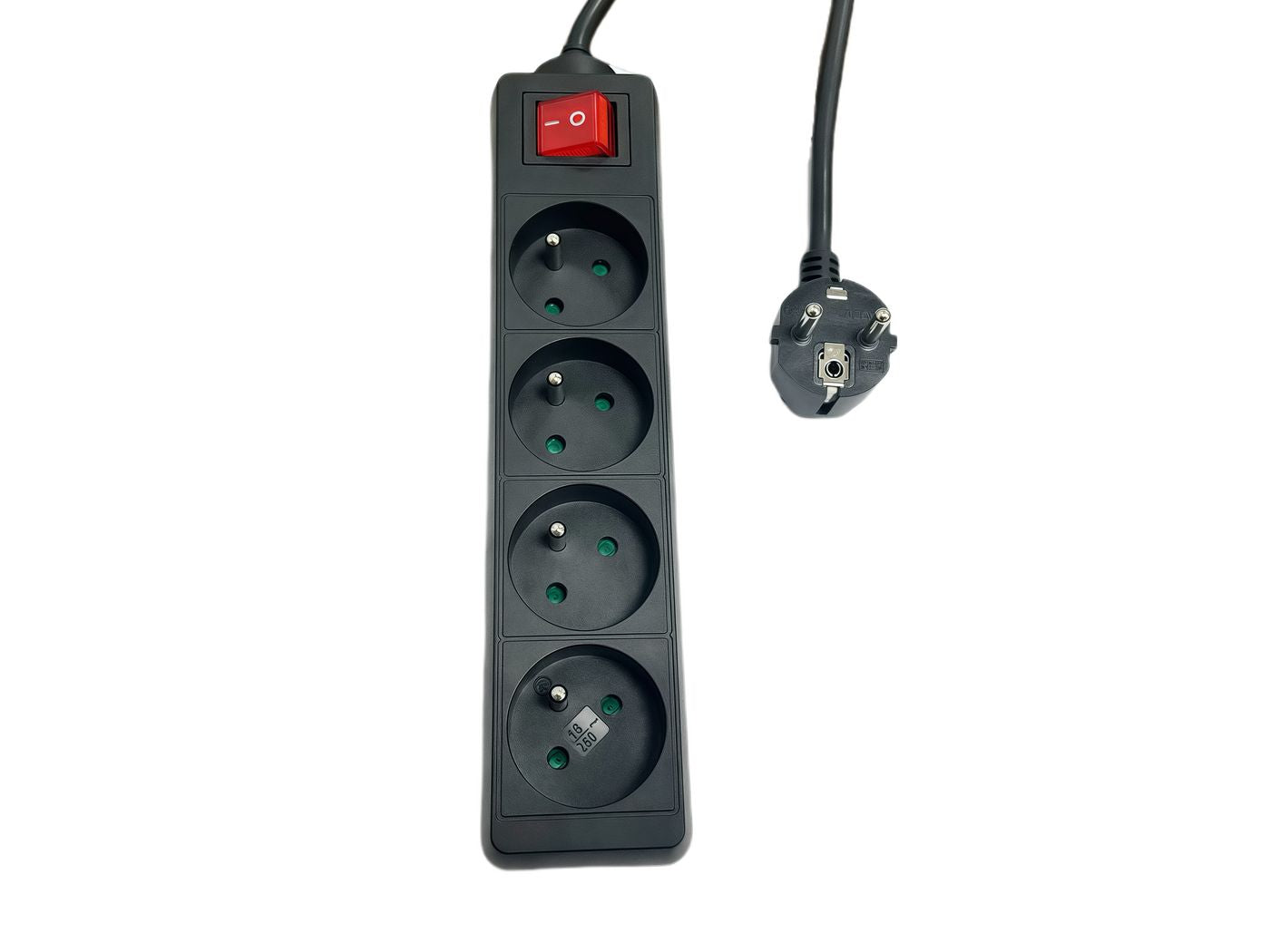 Microconnect Steckdosenleiste – 4× Typ E, 5 m, mit Schalter, Schwarz