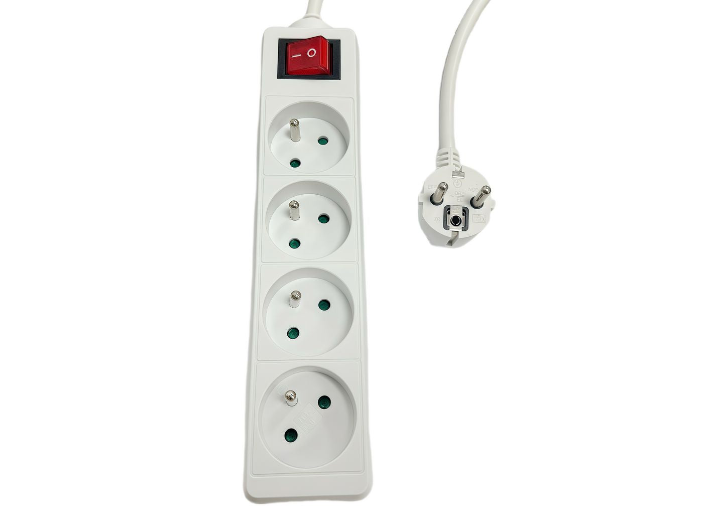 Microconnect Steckdosenleiste – 4× Typ E, 5 m, mit Schalter, Weiss