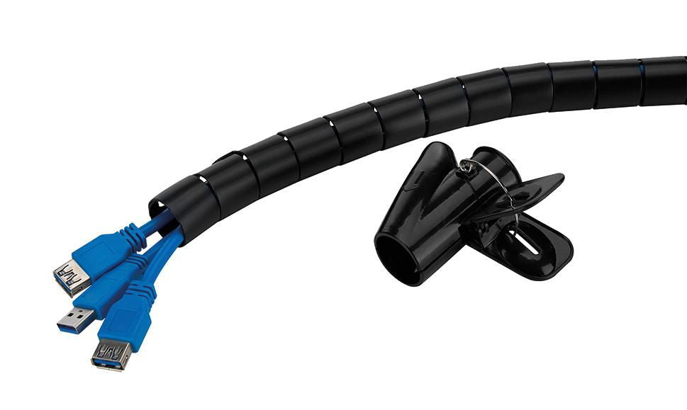 Neomounts ADS06-142BL Kabelführung – L 2 m, schwarz, Kunststoff, B 25 × H 2000 × T 25 mm, für 1–5 Kabel
