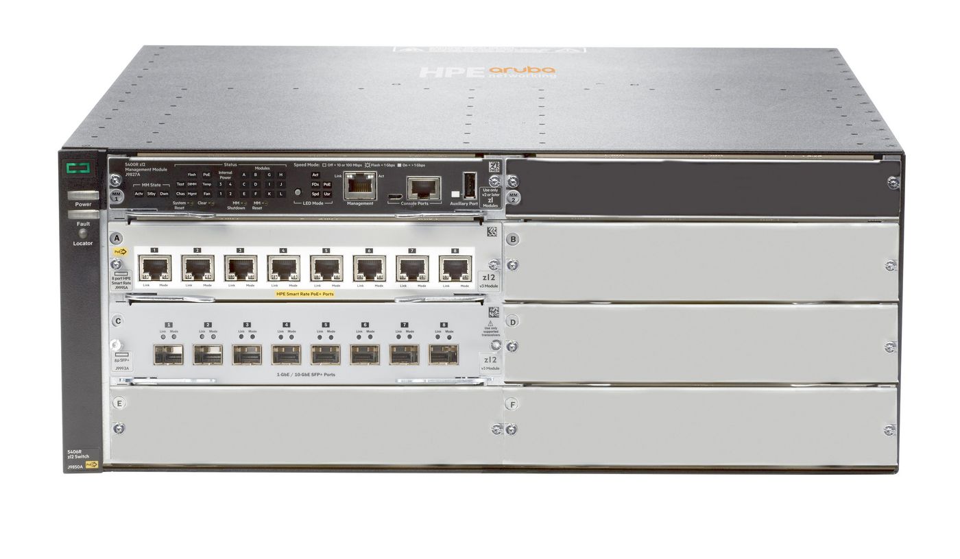 HPE Aruba Networking 5406R 8XGT – Managed Switch – 8×GbE, 8×SFP+, PoE+