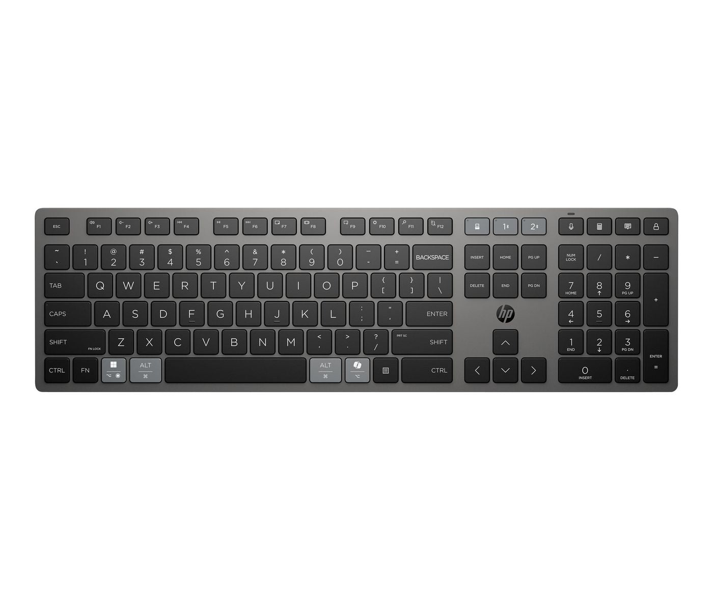 HP 725 Multi-Device Wiederaufladbare – Tastatur – Bluetooth & 2,4 GHz (USB-A Empfänger) – Wiederaufladbar – Schwarz