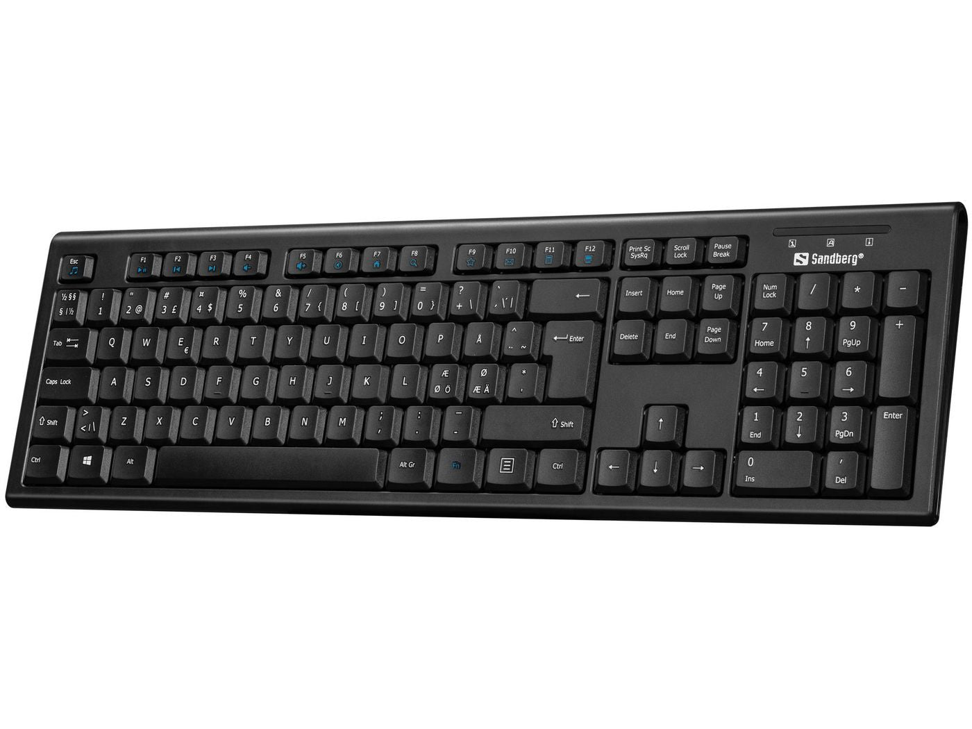 Sandberg Nord – Tastatur, kabelgebunden (USB-A), Fullsize (mit Ziffernblock), schwarz