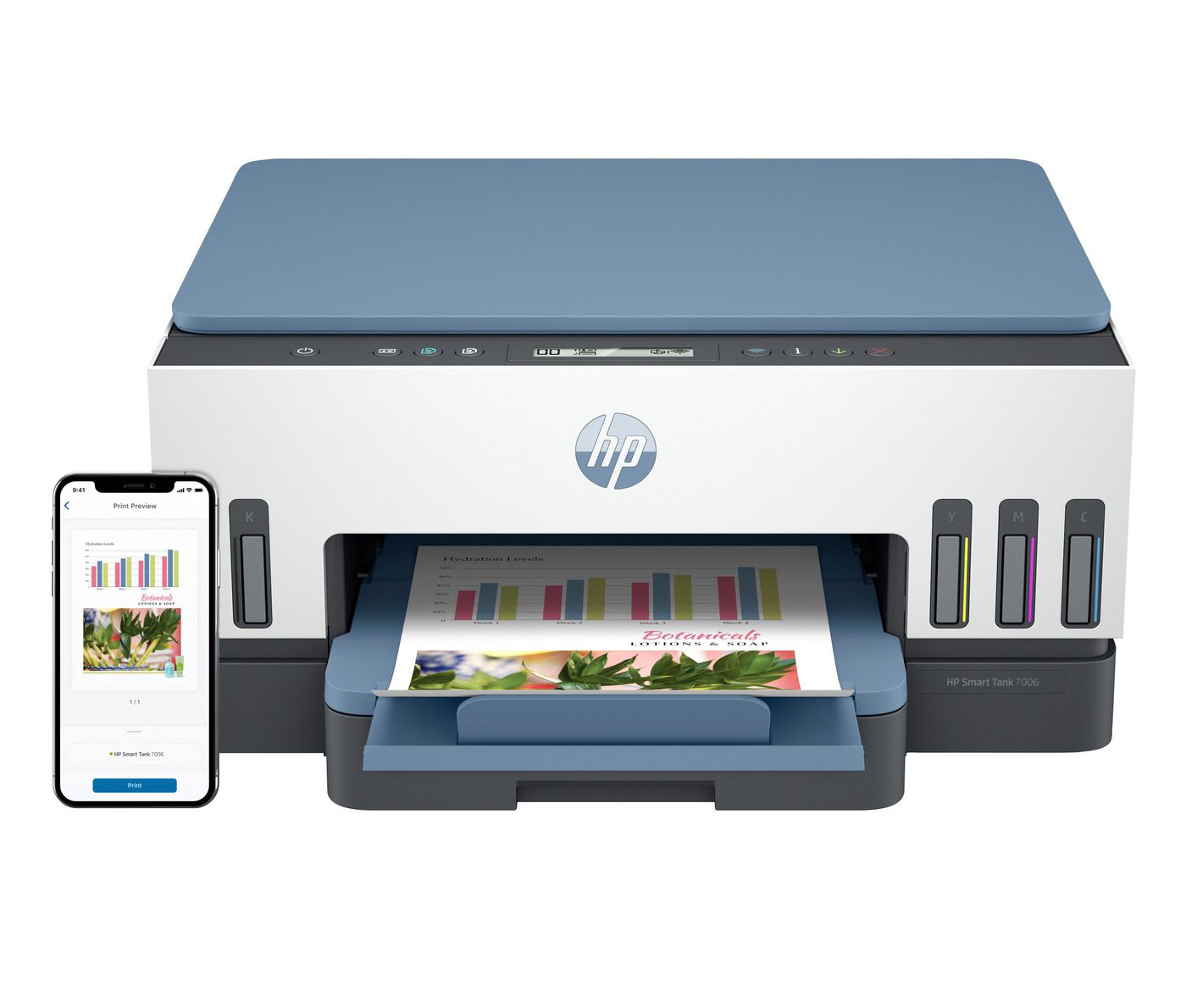 HP Smart Tank 7006e – Farbiges Tintenstrahl-MFP A4, 3-in-1 – USB/WLAN – Duplex – 15 ppm S/W, 9 ppm Farbe