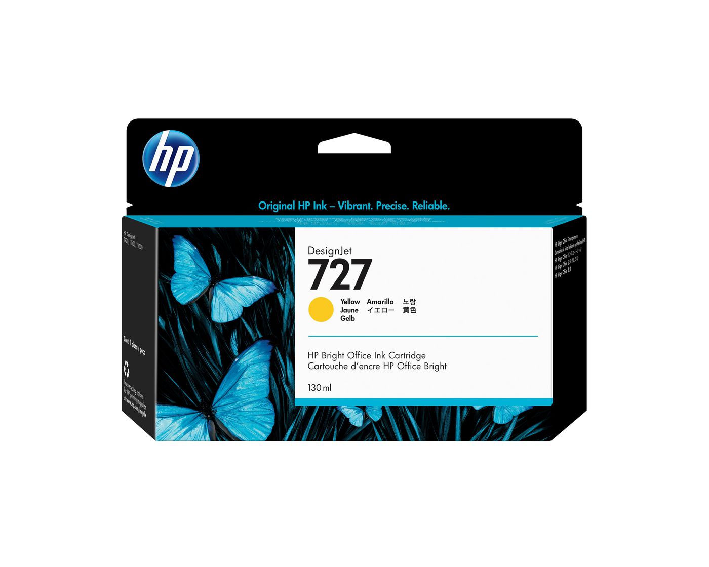 HP Tintenpatrone 727, Gelb, 130 ml – für Inkjetdrucker und Multifunktionsgeräte