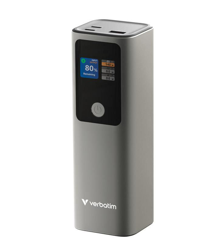 Verbatim Charge n Go Powerbank 27'000 mAh – 140 W PD, 2× USB-C, 1× USB-A, grau