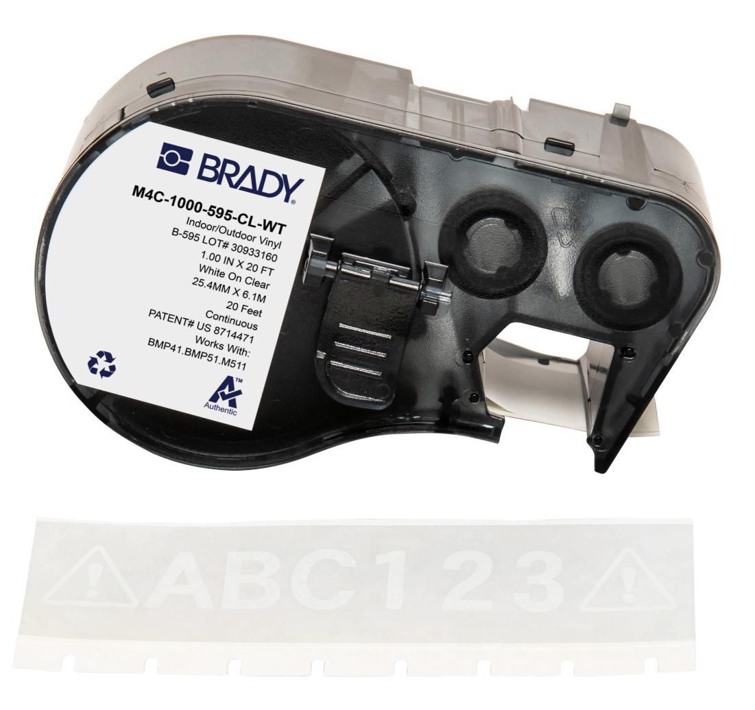 Brady Vinyl-Industrieband – durchscheinend weiss – 25 mm, Vinyl, glänzend – für Brady BMP41/BMP51/BMP53