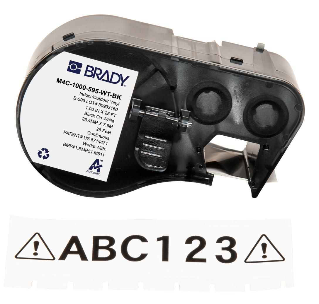 Brady Etikettenrolle, Schwarz, Weiss, Vinyl, Permanent, für BMP41 und andere, 1 Stück
