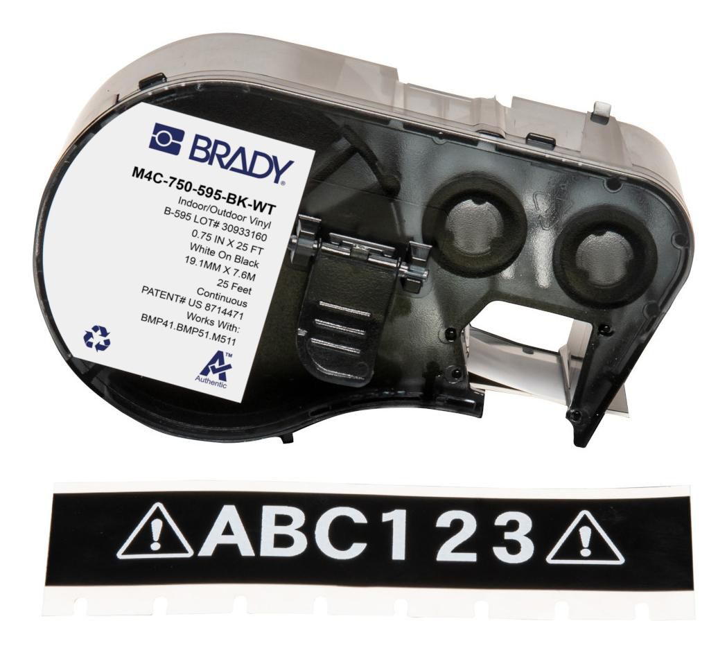 Brady M4C-750-595-BK-WT Vinyl-Industrieband – Schwarz auf Weiss – 19 mm – für Brady BMP41/BMP51/BMP53