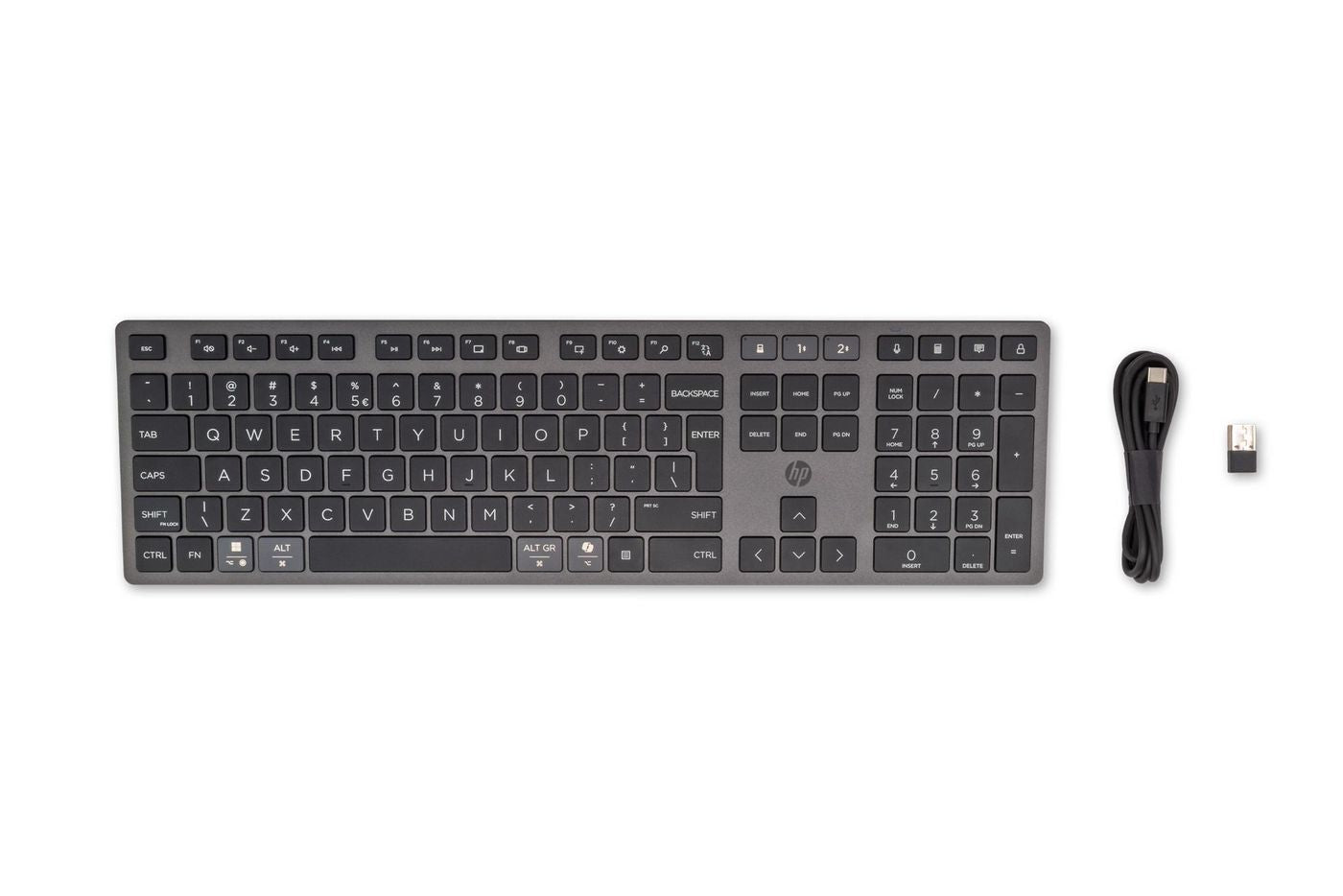 HP 720 Multi-Device Rechargeable – Tastatur, QWERTY, Fullsize (100%), Mechanisch, USB + Bluetooth, Schwarz