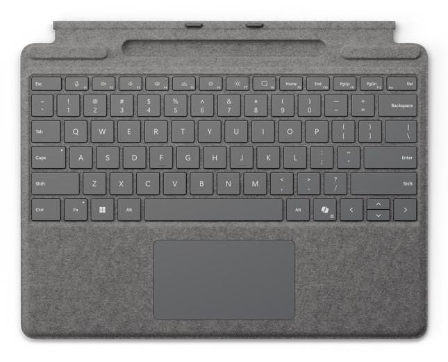Microsoft Surface Pro Tastatur – Surface Pro 8, 9, 10, 11, Alcantara, Platin