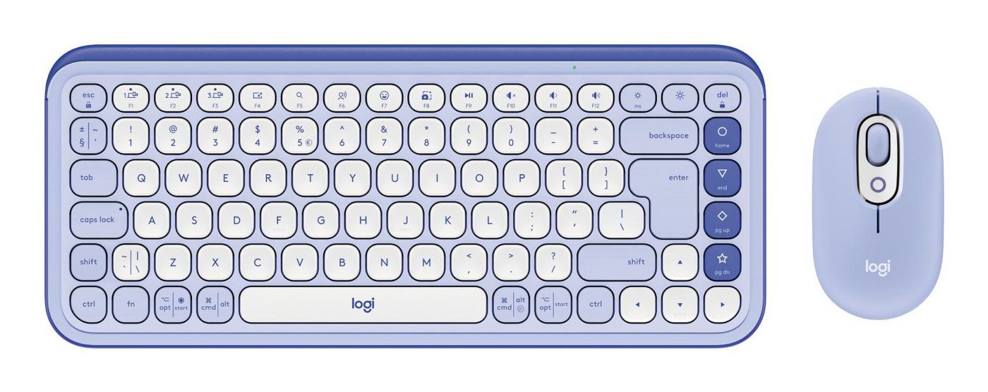 Logitech Pop Icon – Tastatur, kabellos (Bluetooth), US-Layout (EN), Lila/Weiss