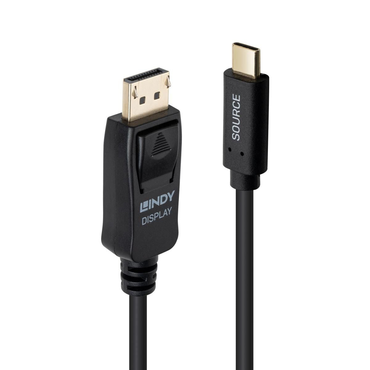 Lindy USB-C zu DisplayPort Kabel – 4K (3840 × 2160) @ 60 Hz, 2 m, DisplayPort 1.2, HDR – Schwarz