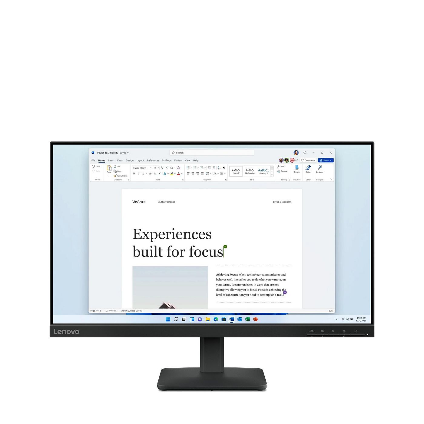 Lenovo L24-4E – Interaktives Touch-Display 23,8" – Full HD (1920 × 1080), IPS, 250 cd/m², blendfrei