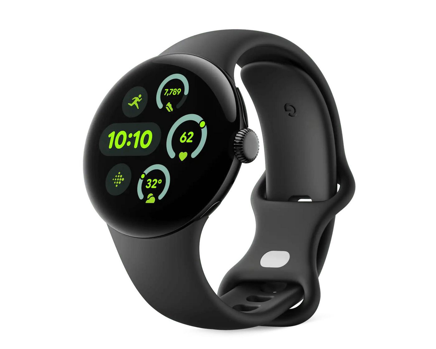 Google Pixel Watch 3 45 mm – Fluorelastomer, Schwarz, L, für Pixel Watch 3