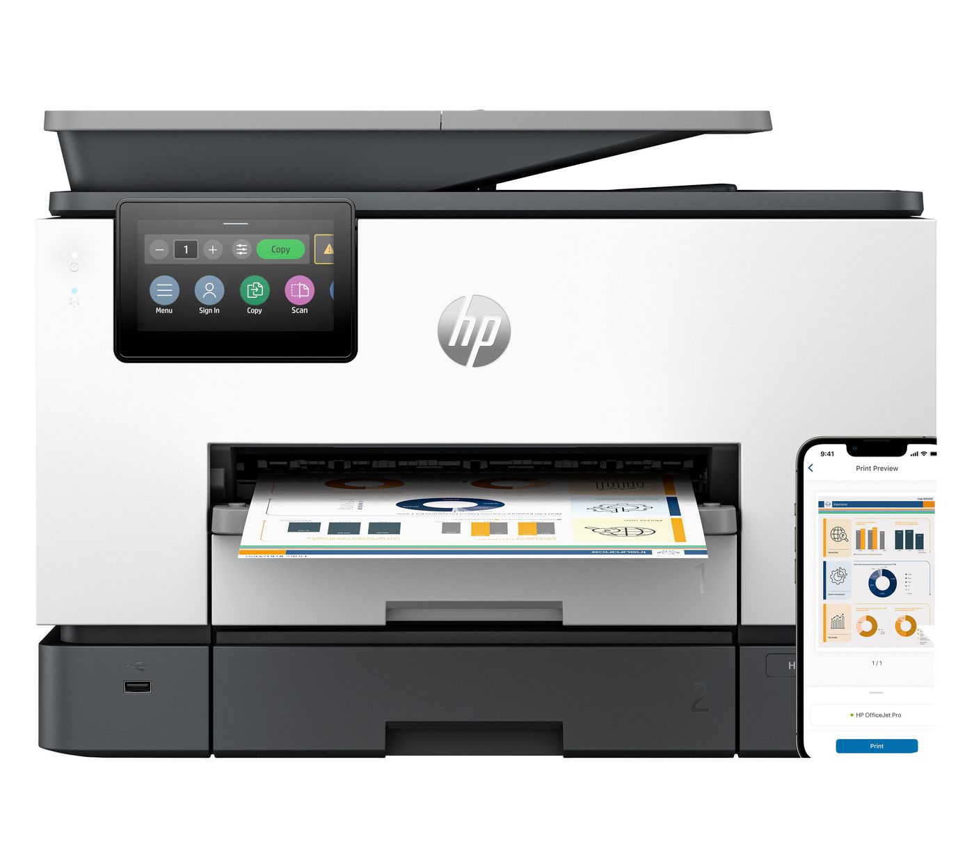 HP Officejet Pro 9130B – Farbiges Tintenstrahl-MFP A4, 3-in-1 – WLAN – Duplex