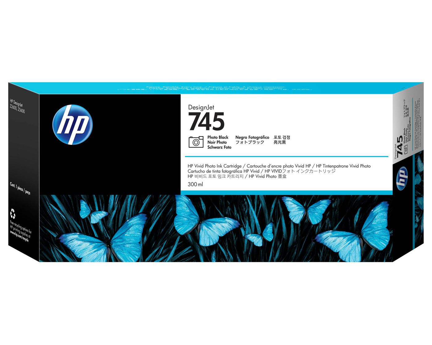 HP Tintenpatrone 745XL, Schwarz, 300 ml – für Tintenstrahldrucker/Multifunktionsgeräte