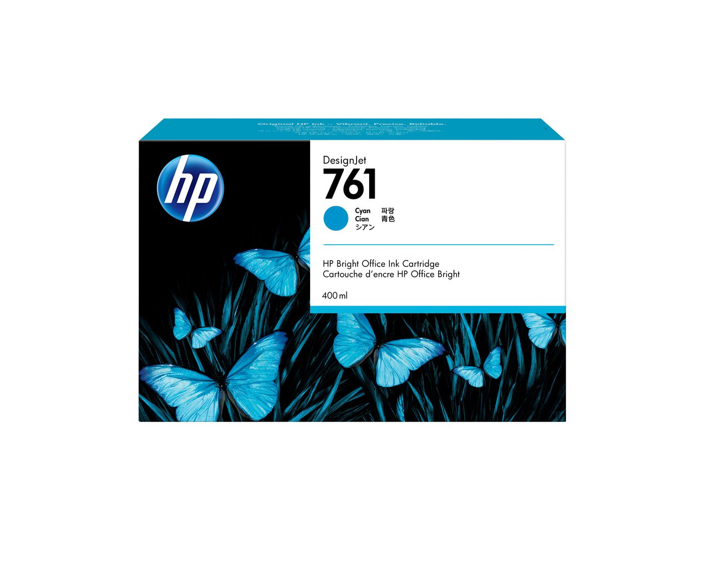 HP Tintenpatrone 761, cyan, 400 ml – für Inkjetdrucker