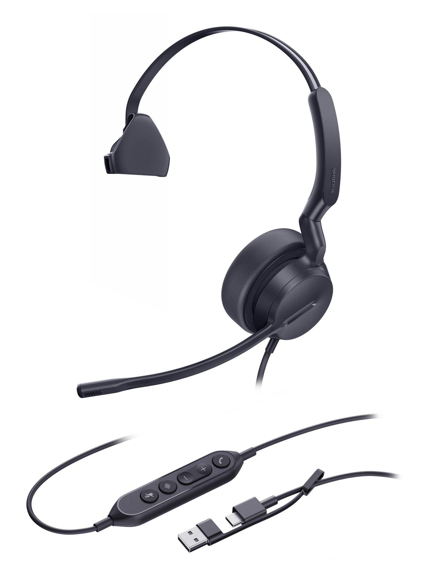 Yealink UH42 Office-Headset – On-Ear, Mono, Kabelgebunden (USB-C/USB-A), Schwarz