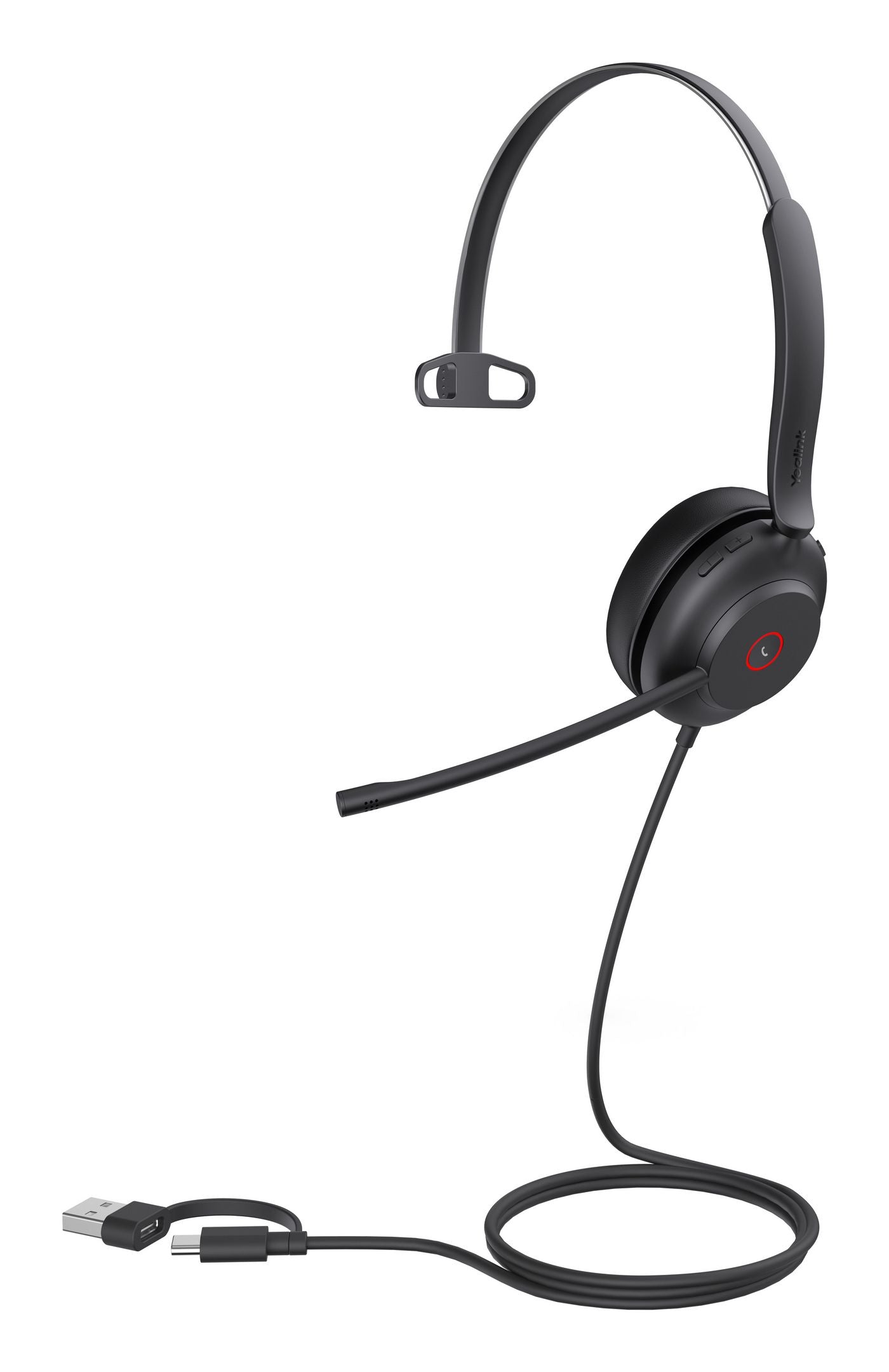 Yealink UH37 Headset – On-Ear, Mono, Kabel (USB-C/USB-A), UC-optimiert, für T41S, T42S, T46S u. a., Schwarz
