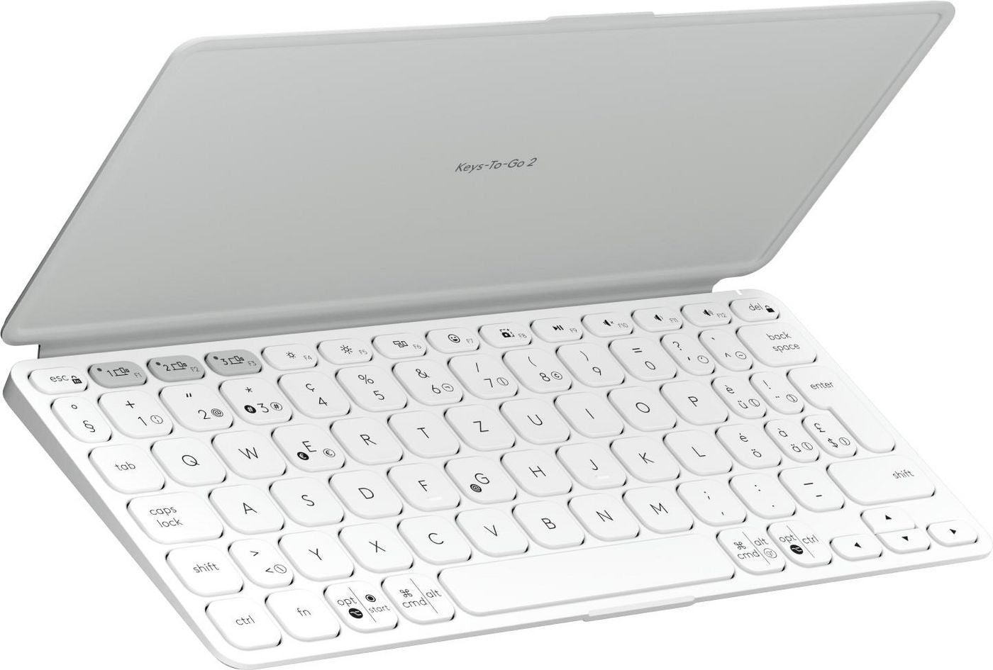 Logitech Keys-To-Go 2 – Mini Tastatur – Schere – Bluetooth 5.0 – QWERTZ (CH) – Ohne Ziffernblock – Weiss