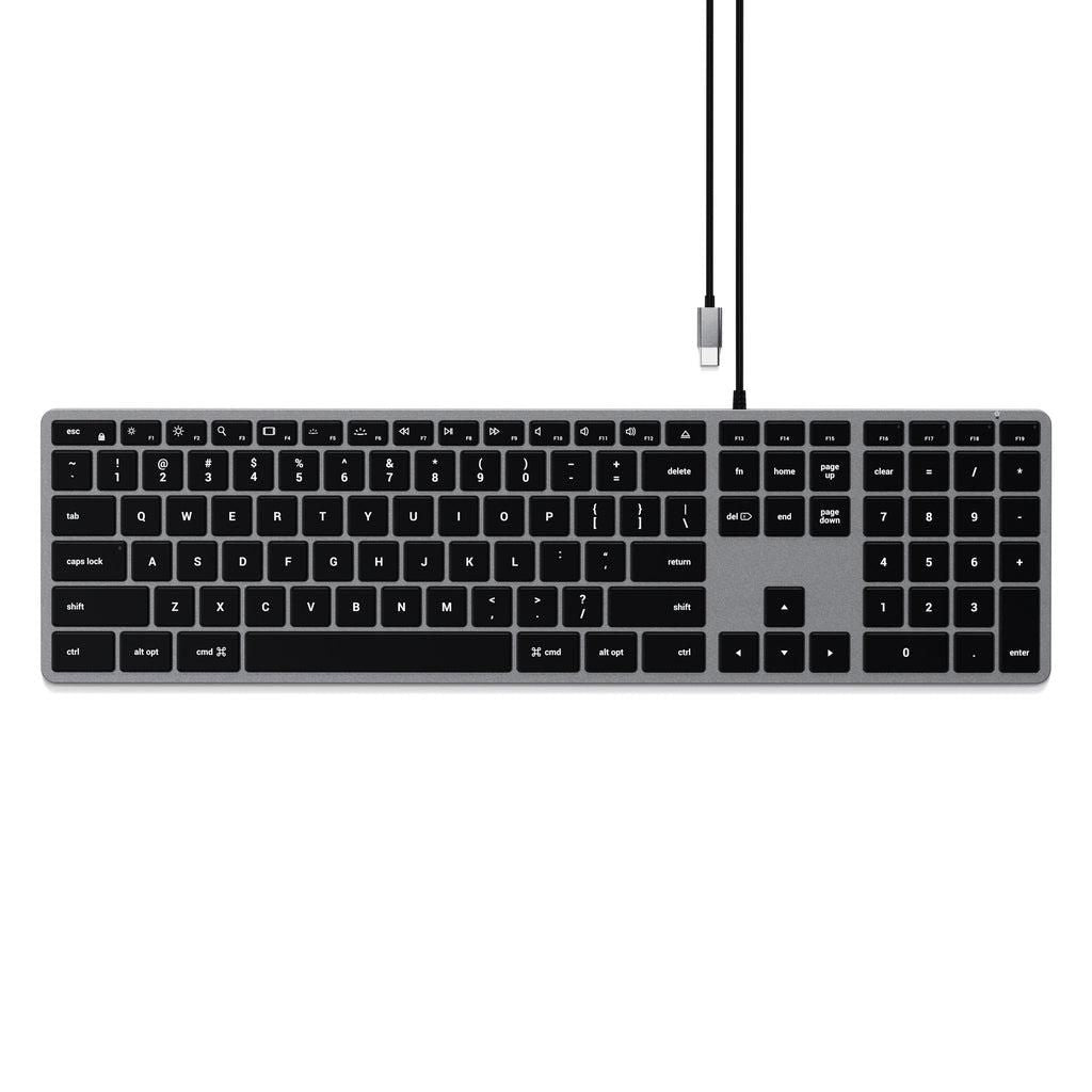Satechi Slim W3 – Tastatur – kabelgebunden, USB-C – QWERTZ (DE) – beleuchtet – schwarz/grau
