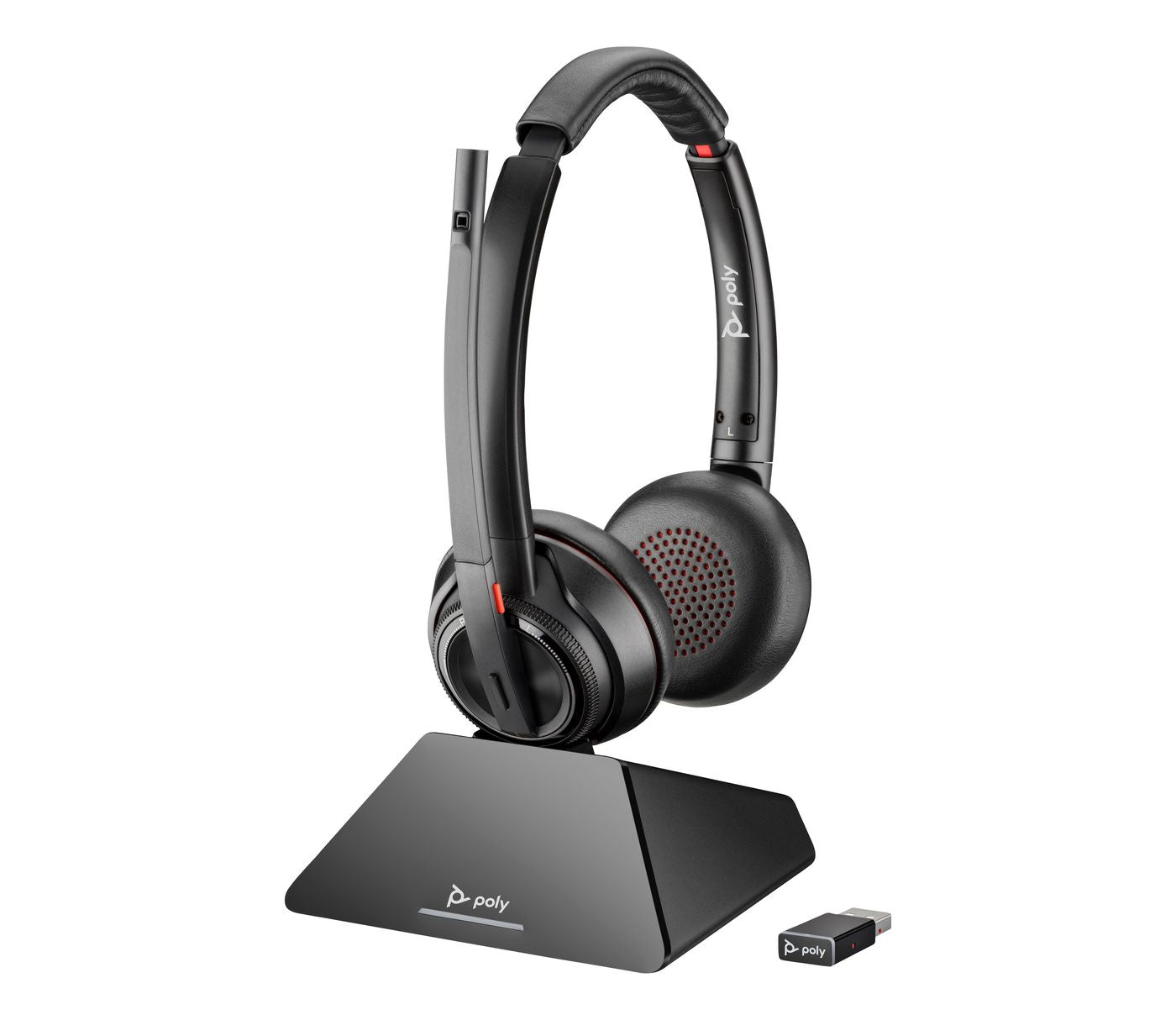 HP Poly Poly Savi 8220 UC Office-Headset – Over-Ear, Kabel + BT, ANC, MS Teams zertifiziert, mit USB-A-Dongle, Schwarz