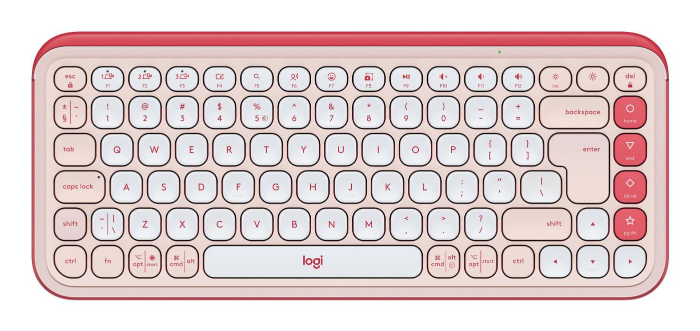 Logitech Pop Icon Keys – Mini Tastatur – Schere – Bluetooth – QWERTY (US‑INT) – Ohne Ziffernblock – Pink/Weiss