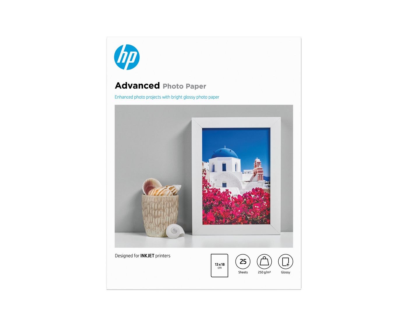HP Fotopapier – hochglänzend, 130 × 180 mm, 250 g/m², 25 Blatt – für Inkjetdrucker