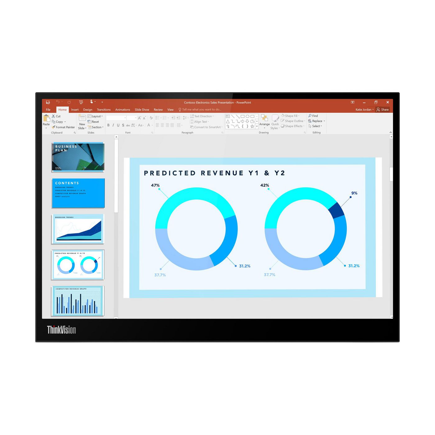 Lenovo M14 – Portabler Monitor, 14", 1920 × 1080 (Full HD), IPS, 2× USB-C, 300 cd/m²