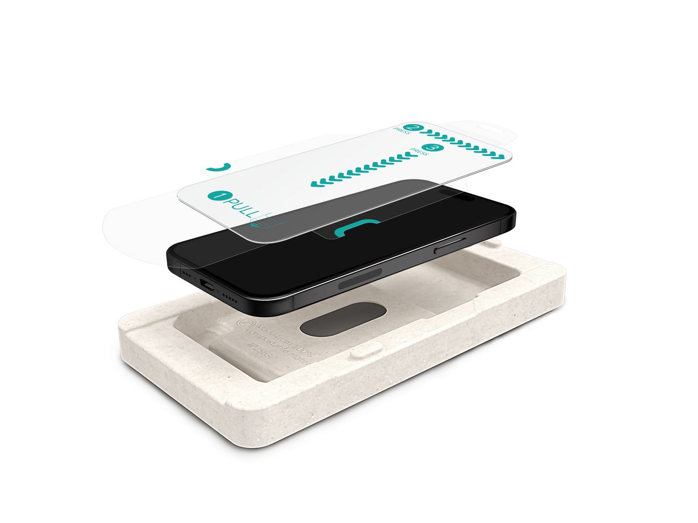 eSTUFF Displayschutz (Panzerglas), 9H – für iPhone 16 Pro/17 – mit Applikator