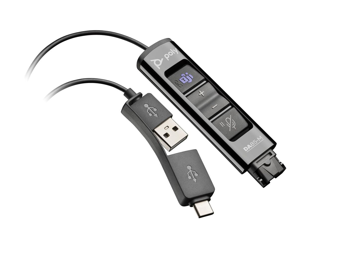 Poly DA85-M – Schnittstellenadapter – für Microsoft Teams – QD auf USB-A/USB-C – Schwarz