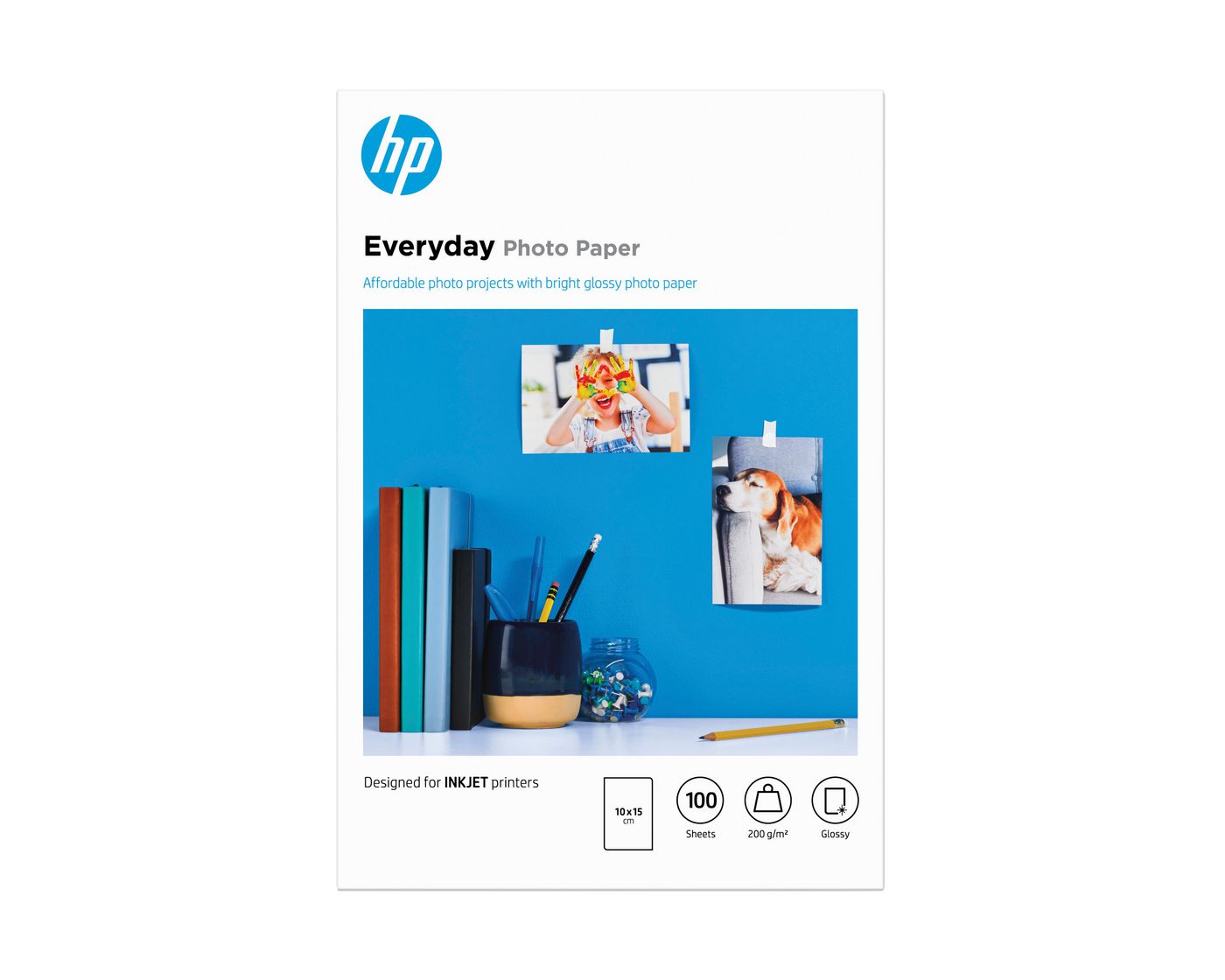 HP Fotopapier – glänzend, 100 × 150 mm, 200 g/m², 100 Blatt – für Inkjet-Drucker