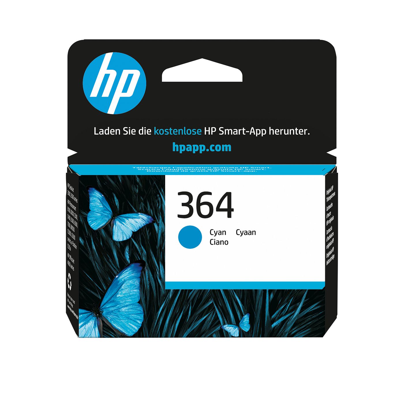 HP 364 Cyan Tintenpatrone (Original) – 300 Seiten – für HP DeskJet 3522/3524, Photosmart 5522/5524, B210c