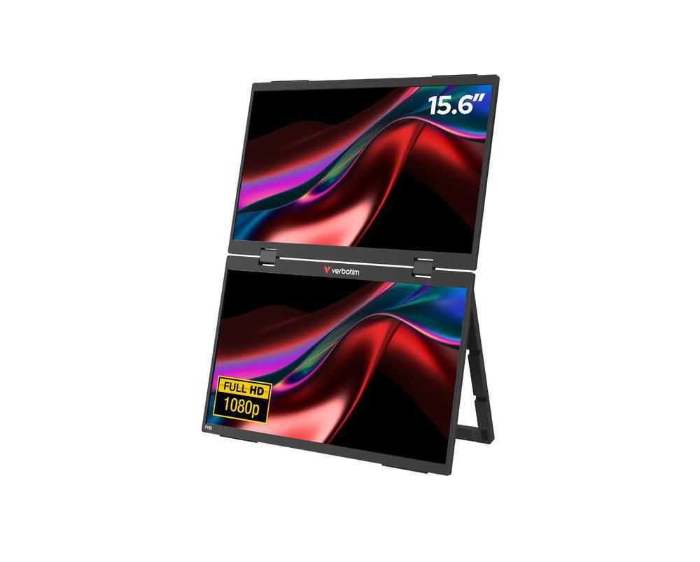 Verbatim Tragbarer FHD-Dual-Monitor – Interaktives Touch-Display 15,6" – Full HD, IPS, 250 cd/m², blendfrei