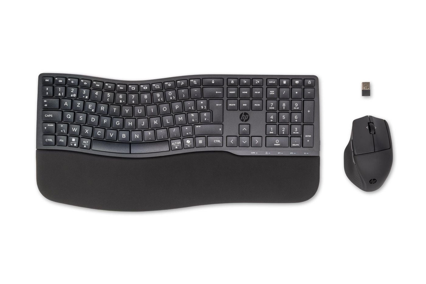 HP 680 Comfort – Tastatur-Set mit Maus, AZERTY (BE), 2,4 GHz + Bluetooth, Schwarz