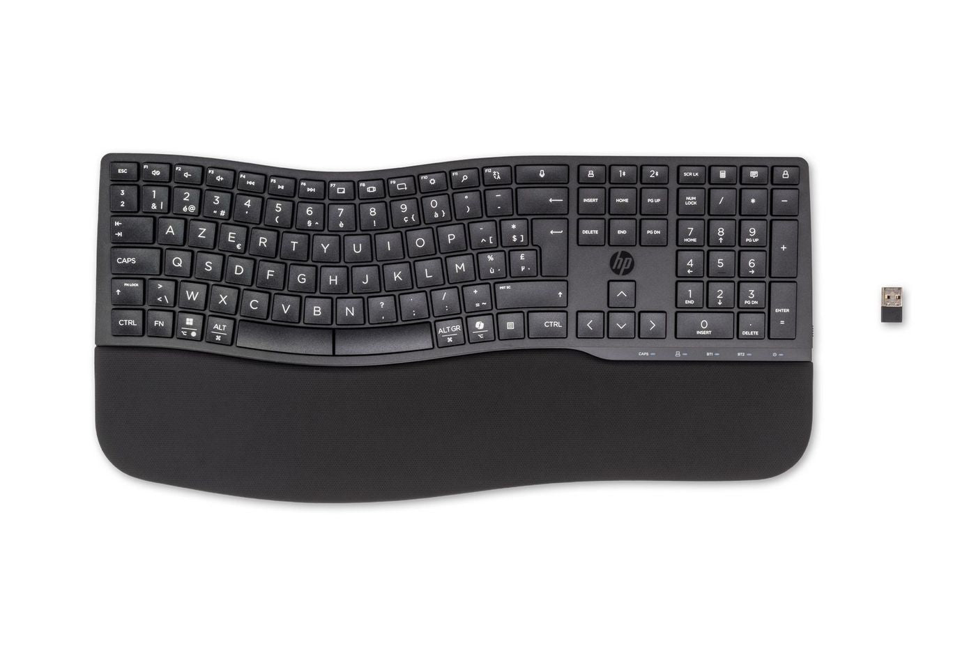 HP 680 CFT Dual-Mode KBD BEL – Ergonomische Tastatur, AZERTY (BE), 2,4 GHz + Bluetooth, Schwarz