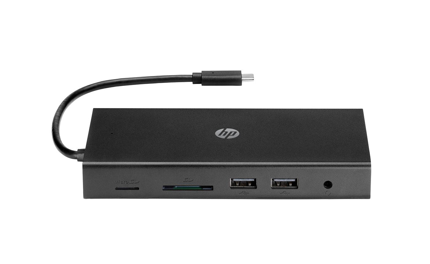 HP Multiport-Adapter – USB-C, 1× VGA, 2× USB-A, SD/microSD, 3,5 mm Audio, für Windows/Chrome OS