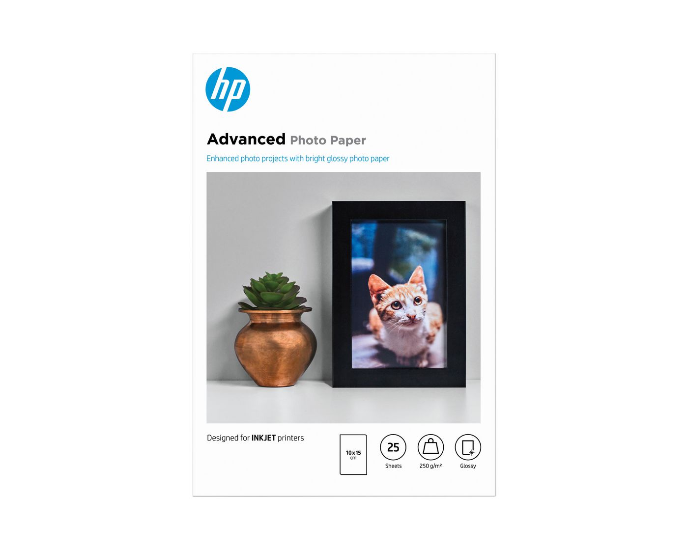 HP Fotopapier – hochglänzend, 100 × 150 mm, 250 g/m², 25 Blatt – für Inkjet-Drucker