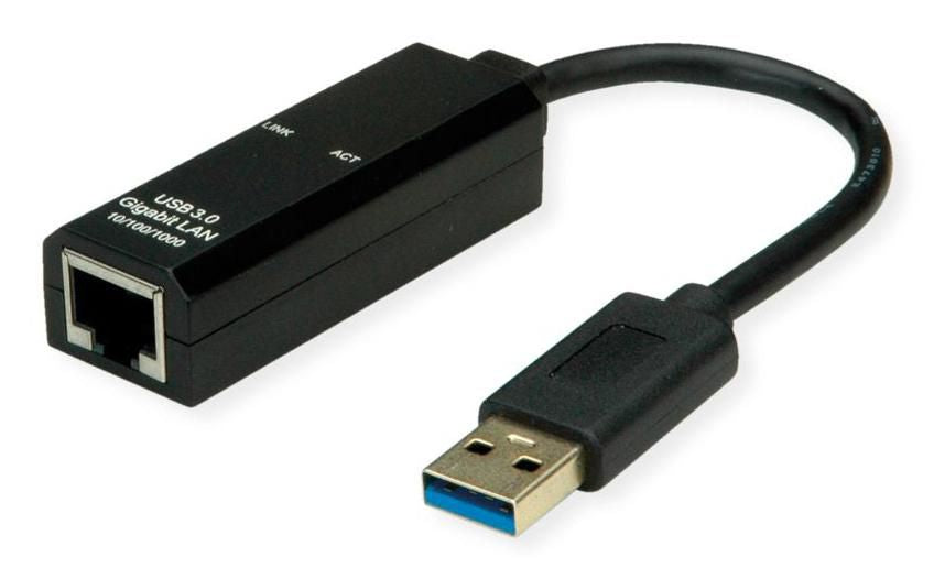 VALUE Netzwerkadapter USB-A zu RJ-45 – 1 Gbit/s, USB 3.2 Gen 1 (5 Gbit/s), stromversorgt über USB